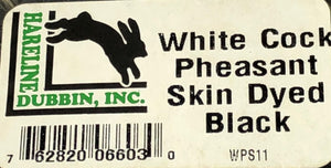 Hareline Dubbin White Cock Pheasant Skin Dyed Black