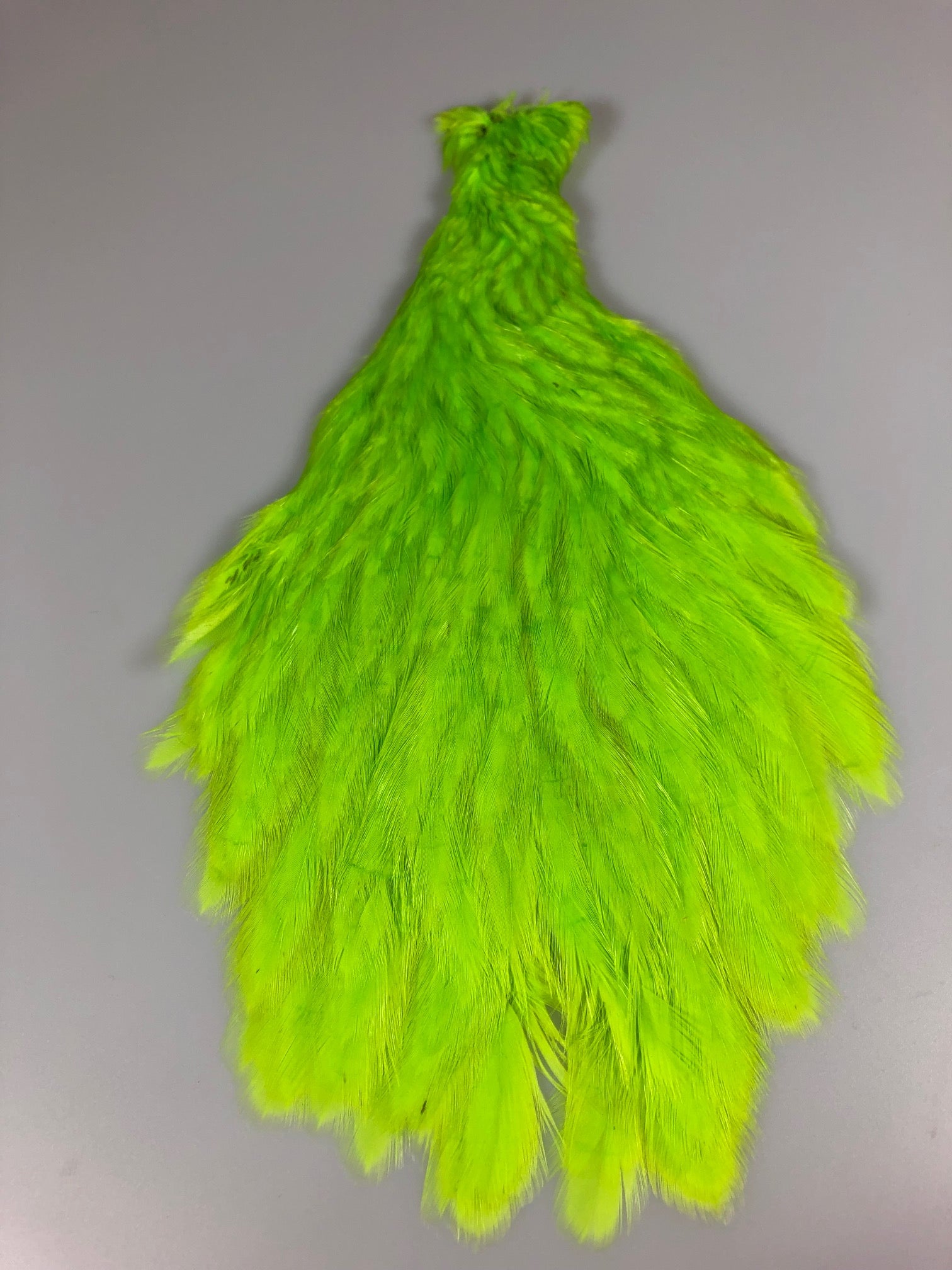 Hairline Dubbin Dyed over White Hen Cape - Chartreuse